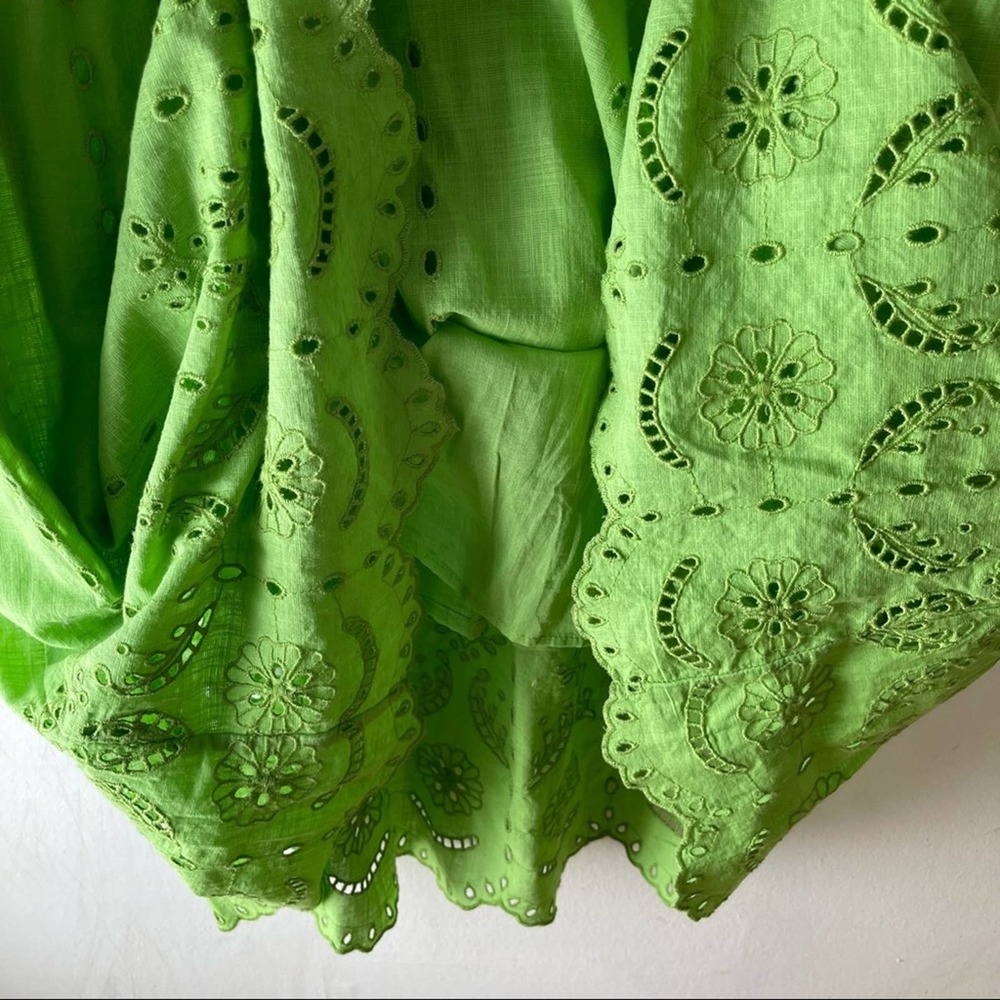ZARA Lime Green Eyelet Cutwork Embroidery Maxi Dress - Picture 7 of 11